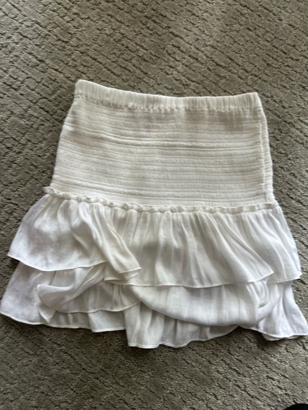 dolan White Smocked Strapless skirt with Ruffle Trim